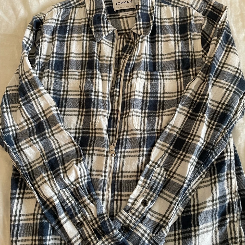 Top man overshirt zip up flannel